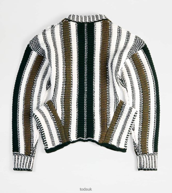Tod's Women Striped Jumper in Wool 602L84589 White/Green/Yellow