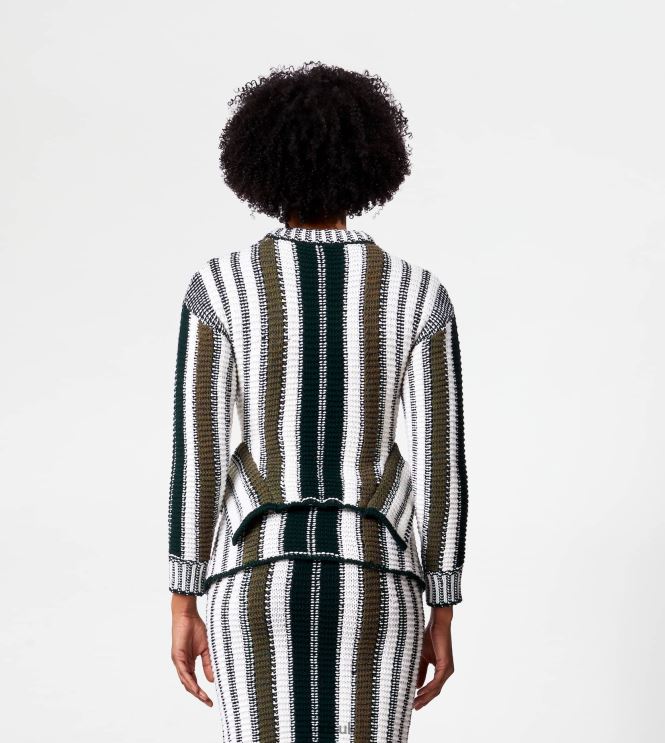 Tod's Women Striped Jumper in Wool 602L84589 White/Green/Yellow