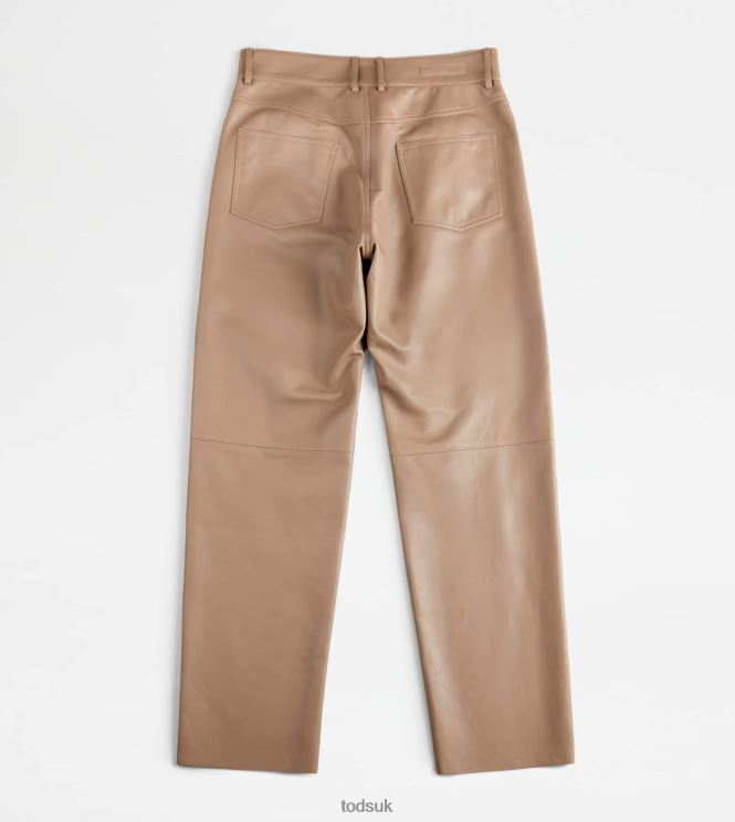 Tod's Women 5 Pocket Pants in Leather 602L84584 Brown