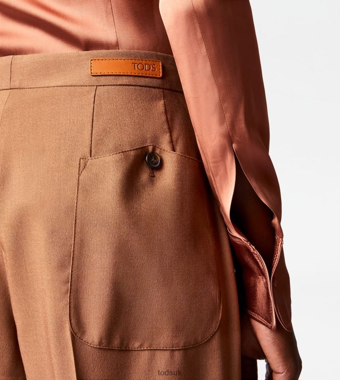 Tod's Women Pants in Silk Blend Wool 602L84563 Brown
