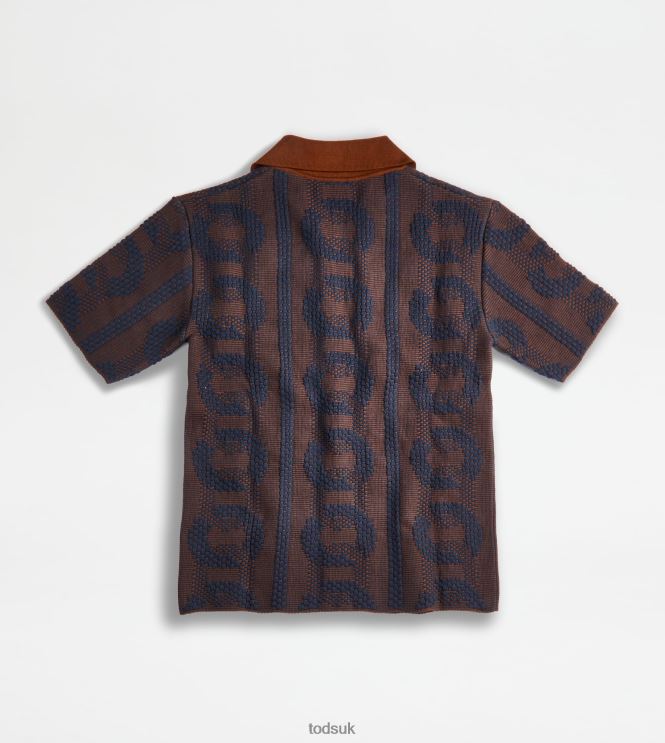 Tod's Women Jacquard Polo Shirt 602L84577 Brown/Blue