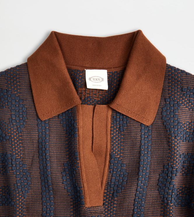 Tod's Women Jacquard Polo Shirt 602L84577 Brown/Blue