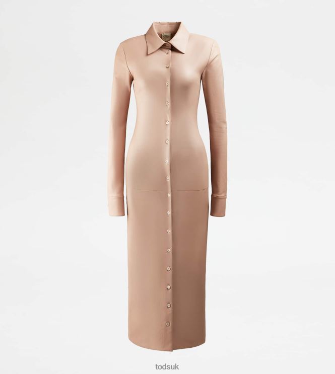Tod's Women Midi Dress in Stretch Nappa Leather 602L84561 Pink