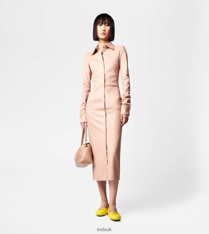 Tod's Women Midi Dress in Stretch Nappa Leather 602L84561 Pink