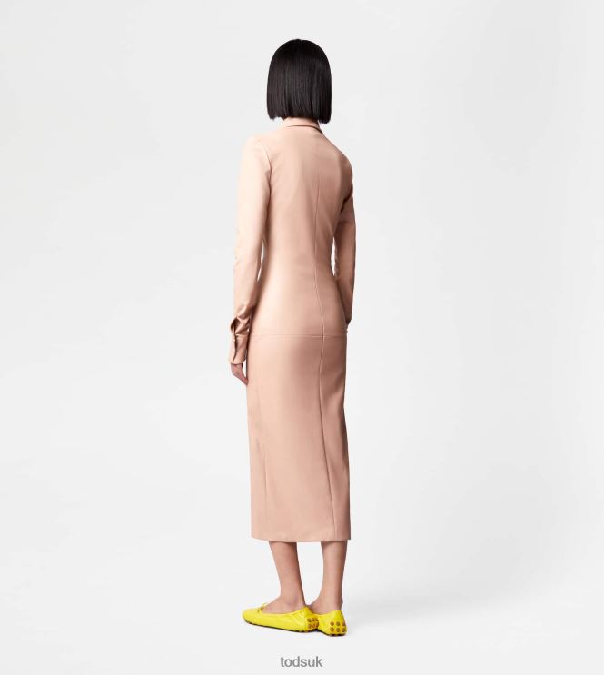 Tod's Women Midi Dress in Stretch Nappa Leather 602L84561 Pink