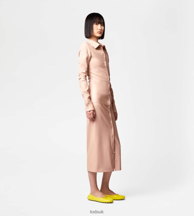 Tod's Women Midi Dress in Stretch Nappa Leather 602L84561 Pink
