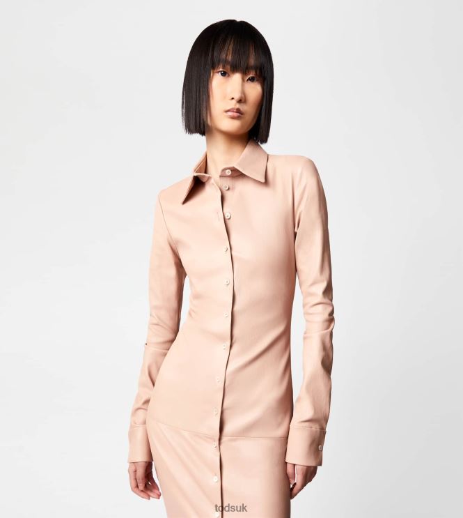 Tod's Women Midi Dress in Stretch Nappa Leather 602L84561 Pink
