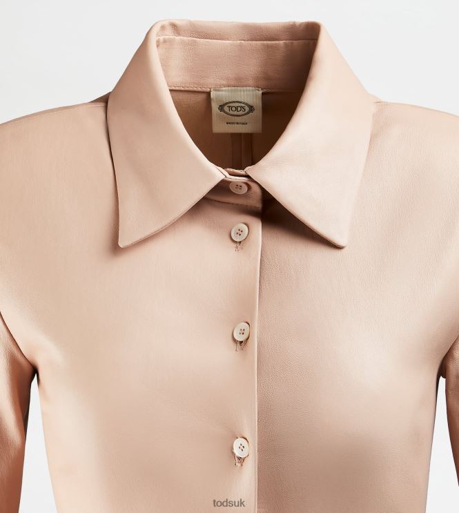 Tod's Women Midi Dress in Stretch Nappa Leather 602L84561 Pink