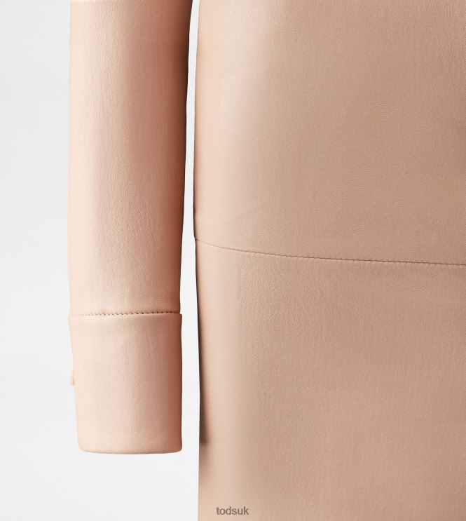 Tod's Women Midi Dress in Stretch Nappa Leather 602L84561 Pink