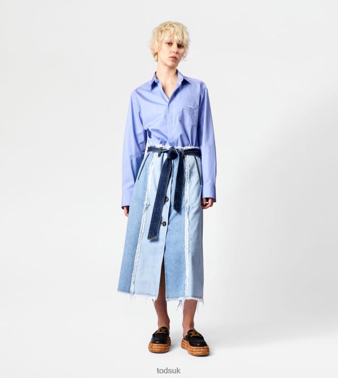 Tod's Women Skirt in Denim 602L84591 Blue/Light Blue