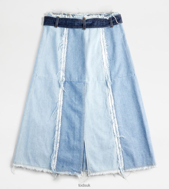 Tod's Women Skirt in Denim 602L84591 Blue/Light Blue