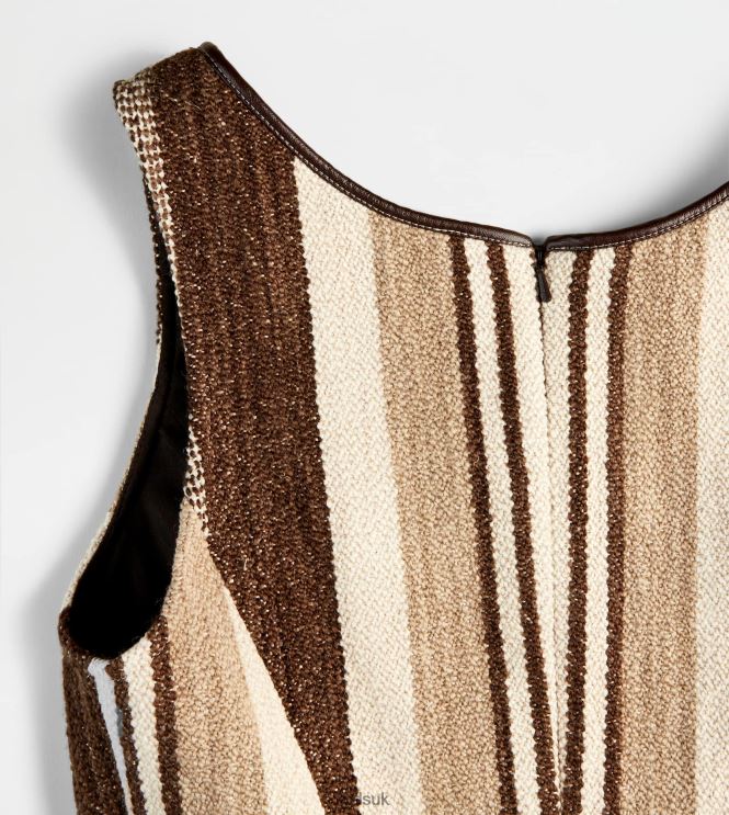 Tod's Women Striped Dress 602L84587 Brown/Beige/Off White