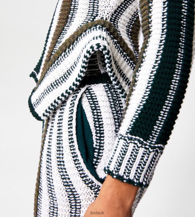 Tod's Women Striped Skirt in Knit 602L84588 Green/White