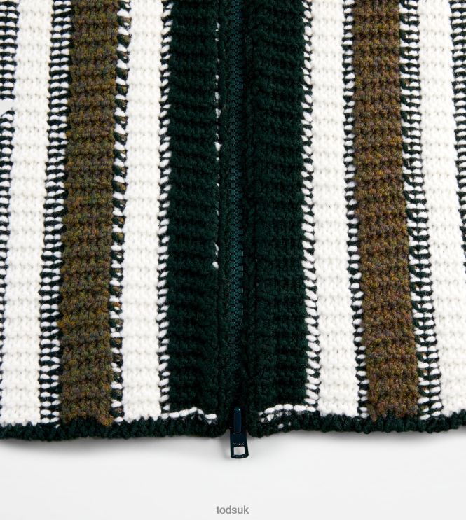 Tod's Women Striped Skirt in Knit 602L84588 Green/White