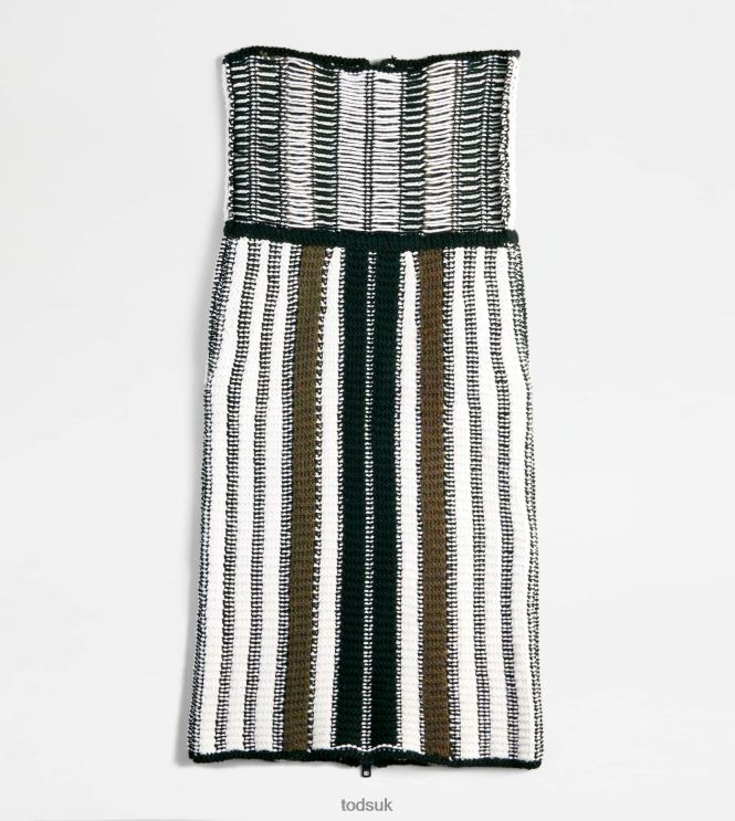 Tod's Women Striped Skirt in Knit 602L84588 Green/White