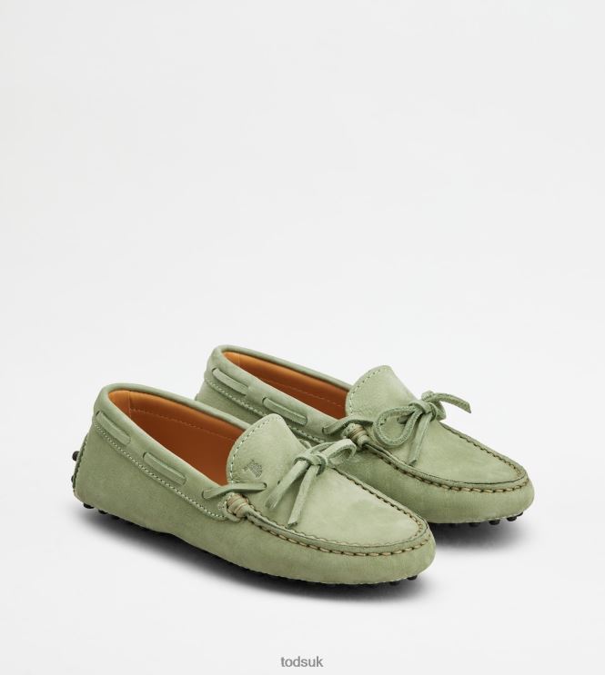 Tod's Women Junior Gommino Driving Shoes in Nubuck 602L84636 Green