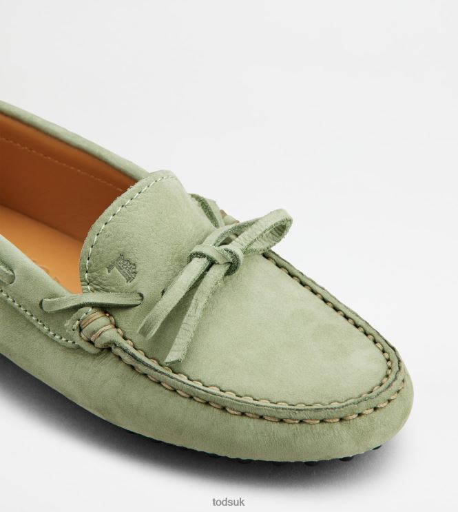 Tod's Women Junior Gommino Driving Shoes in Nubuck 602L84636 Green