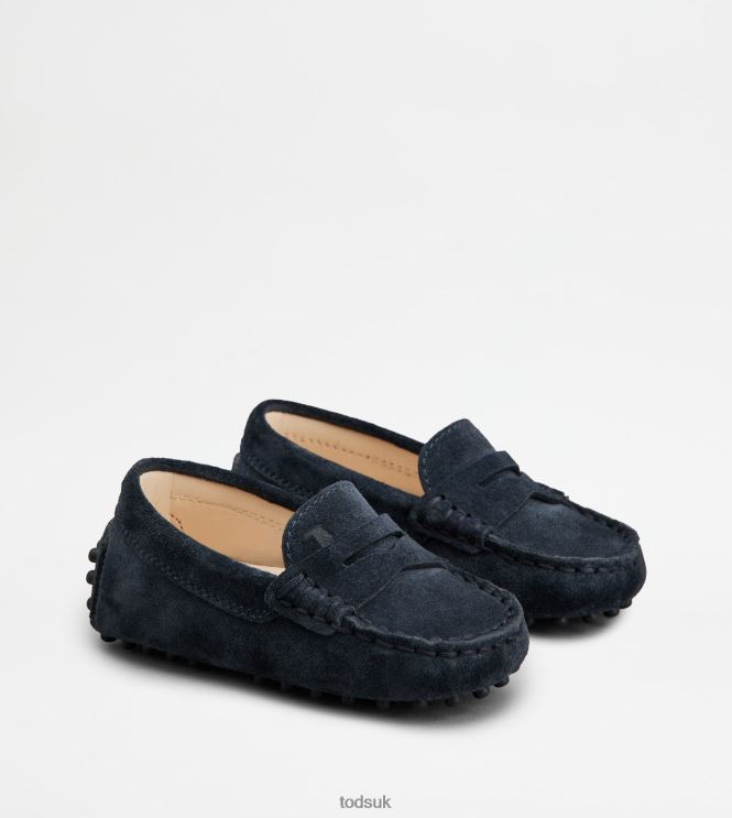 Tod's Women Junior Gommino Driving Shoes in Suede 602L84627 Blue