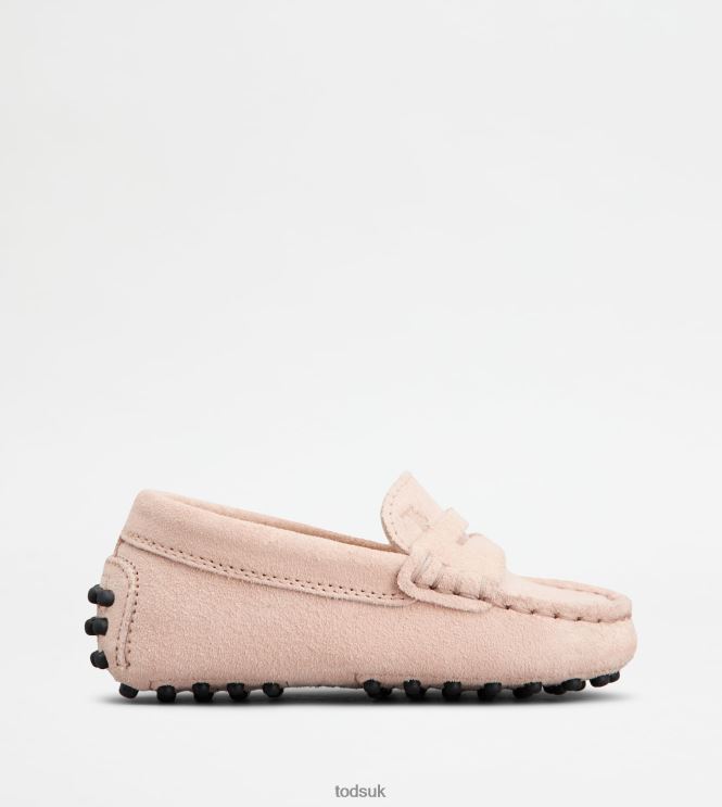 Tod's Women Junior Gommino Driving Shoes in Suede 602L84628 Pink