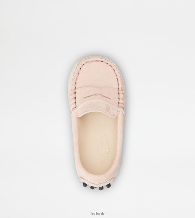 Tod's Women Junior Gommino Driving Shoes in Suede 602L84628 Pink