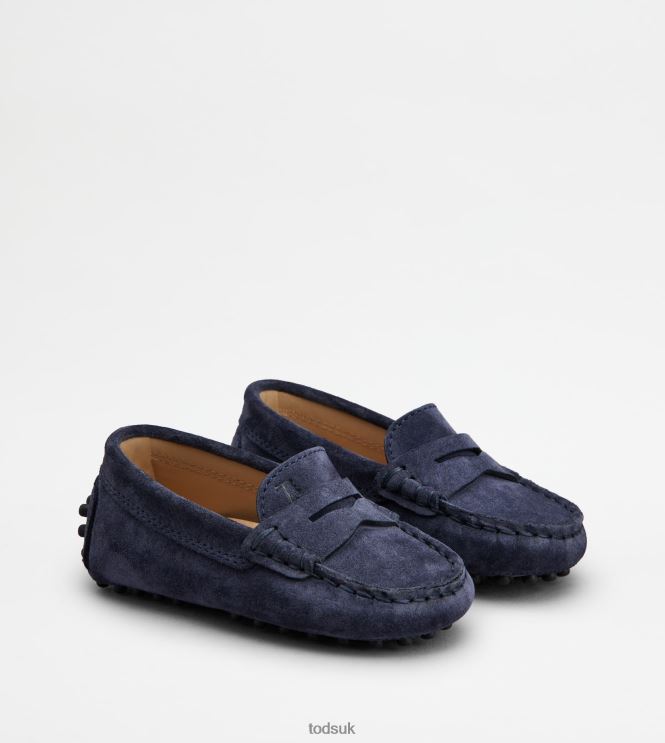 Tod's Women Junior Gommino Driving Shoes in Suede 602L84631 Blue