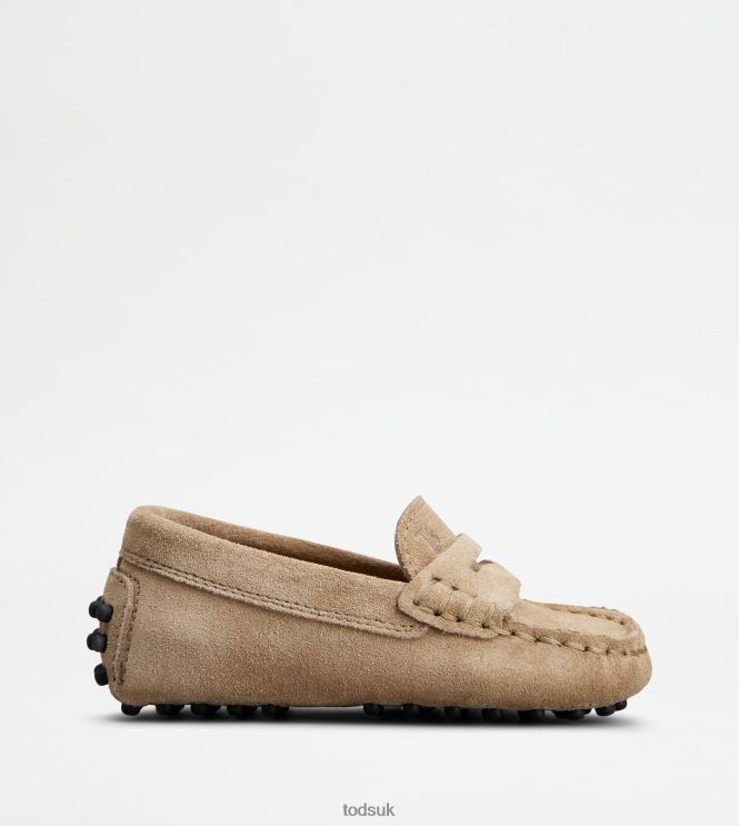 Tod's Women Junior Gommino Driving Shoes in Suede 602L84632 Beige
