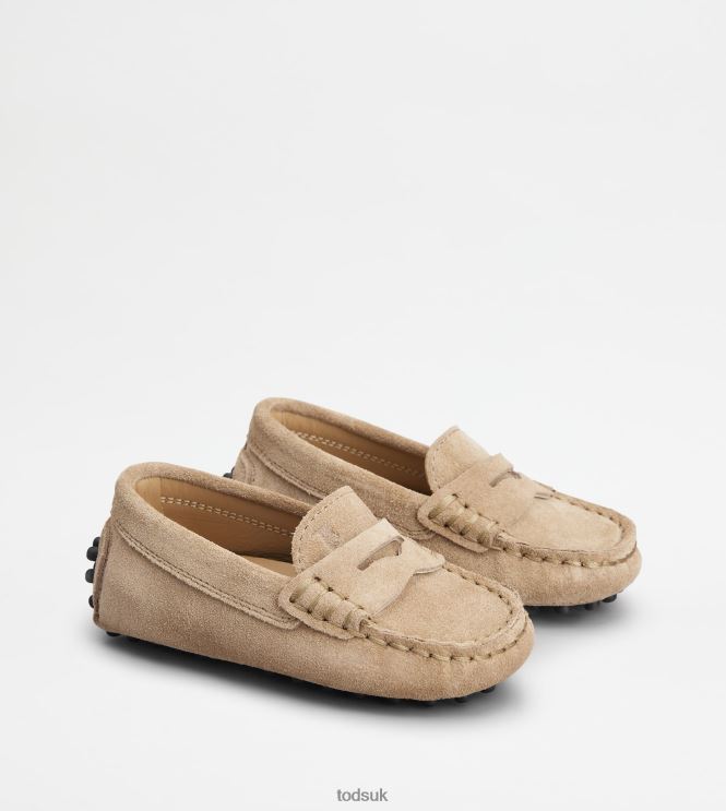 Tod's Women Junior Gommino Driving Shoes in Suede 602L84632 Beige