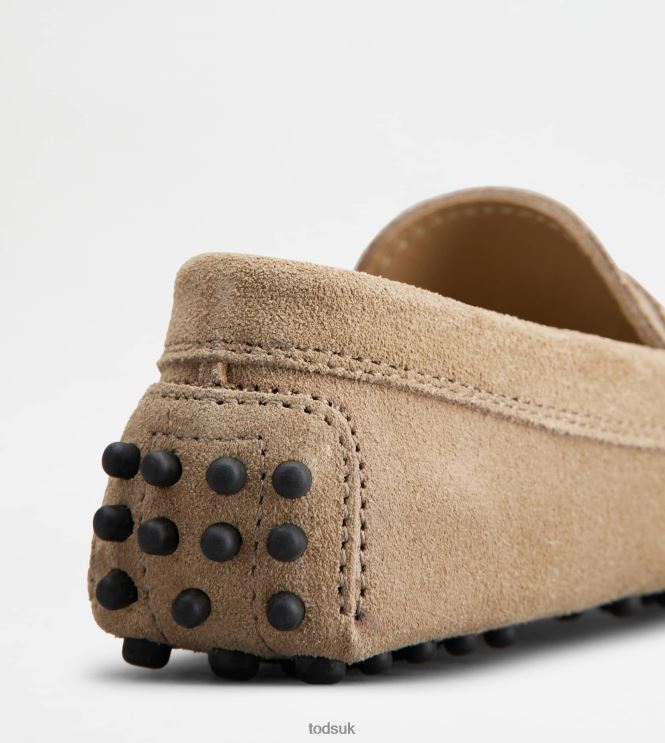 Tod's Women Junior Gommino Driving Shoes in Suede 602L84632 Beige