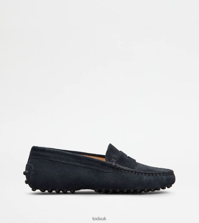 Tod's Women Junior Gommino Driving Shoes in Suede 602L84633 Blue