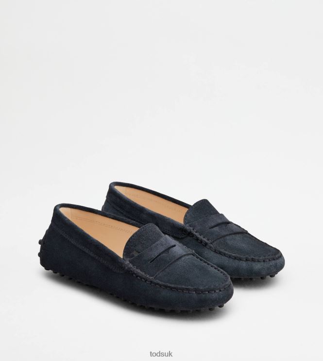 Tod's Women Junior Gommino Driving Shoes in Suede 602L84633 Blue