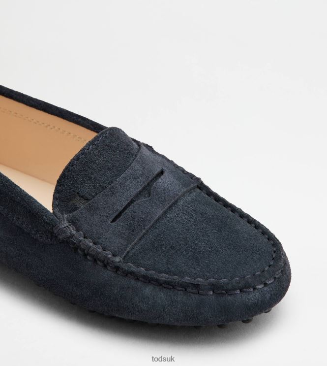 Tod's Women Junior Gommino Driving Shoes in Suede 602L84633 Blue