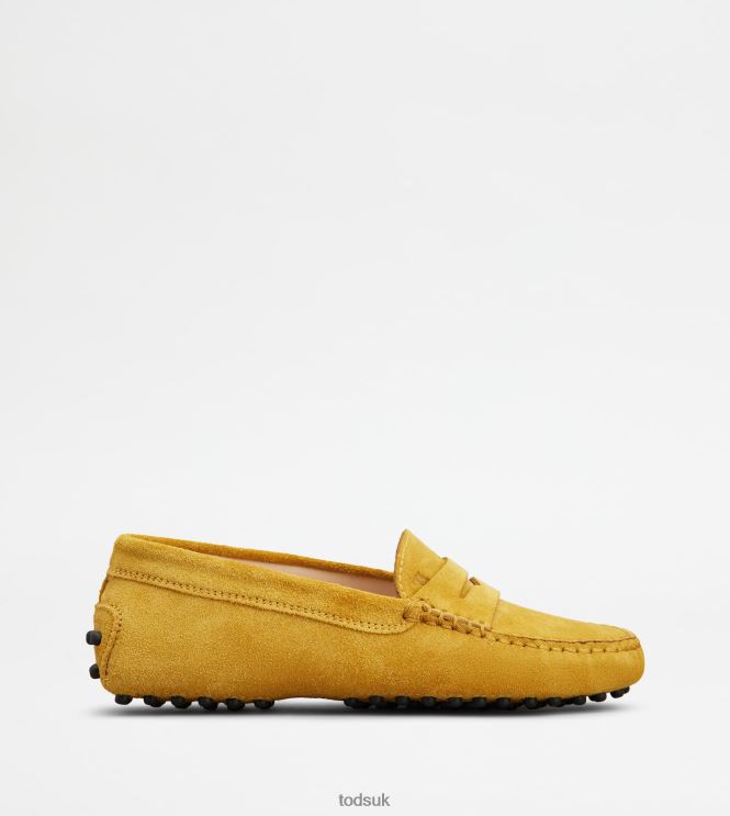 Tod's Women Junior Gommino Driving Shoes in Suede 602L84634 Yellow