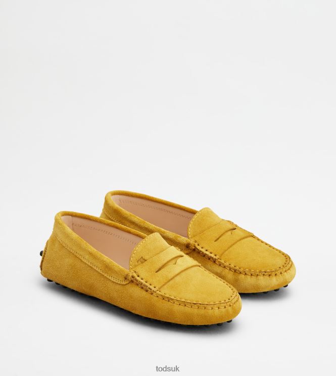 Tod's Women Junior Gommino Driving Shoes in Suede 602L84634 Yellow