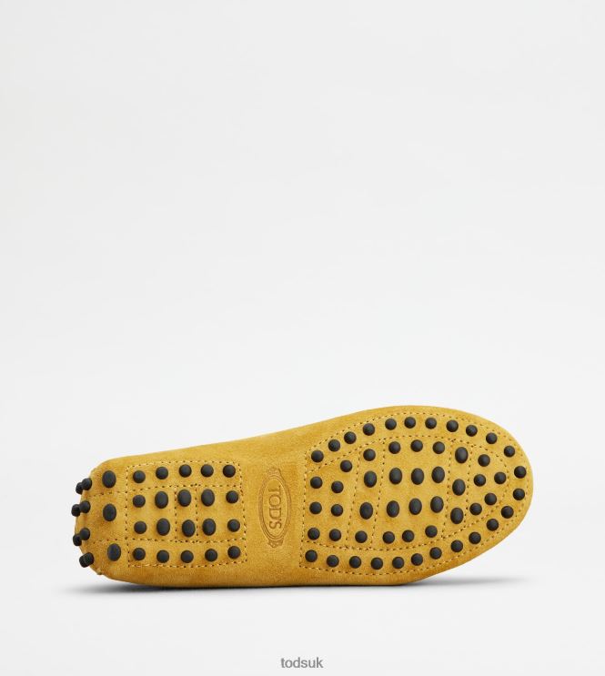 Tod's Women Junior Gommino Driving Shoes in Suede 602L84634 Yellow