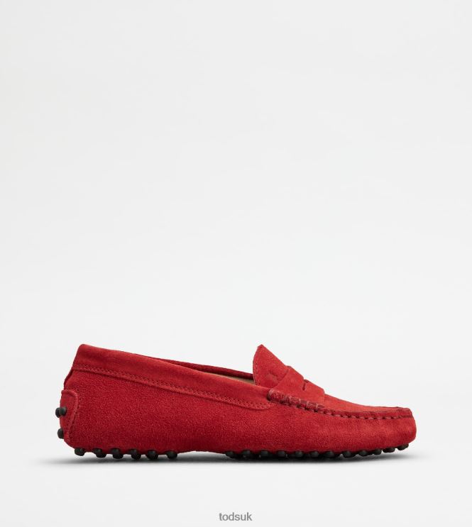 Tod's Women Junior Gommino Driving Shoes in Suede 602L84635 Red