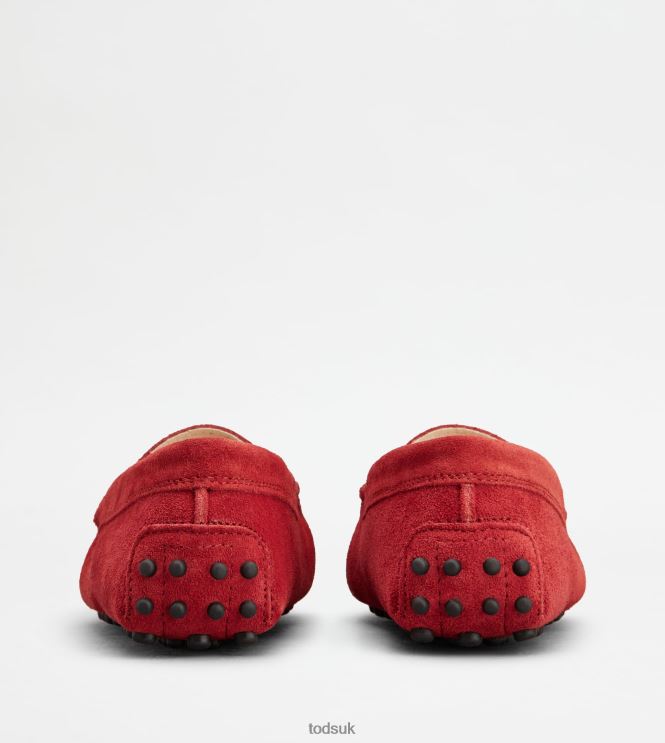 Tod's Women Junior Gommino Driving Shoes in Suede 602L84635 Red