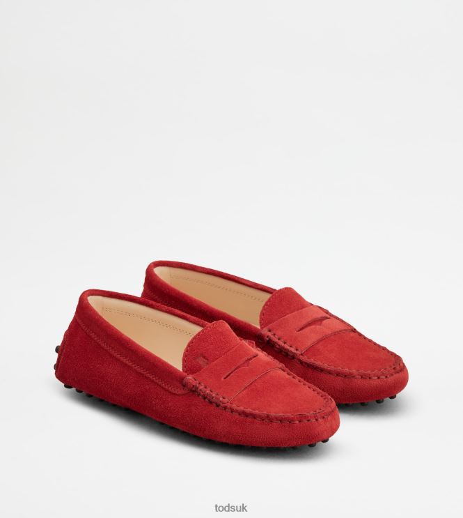 Tod's Women Junior Gommino Driving Shoes in Suede 602L84635 Red
