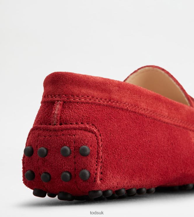 Tod's Women Junior Gommino Driving Shoes in Suede 602L84635 Red