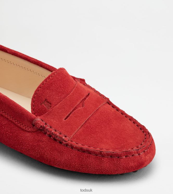 Tod's Women Junior Gommino Driving Shoes in Suede 602L84635 Red