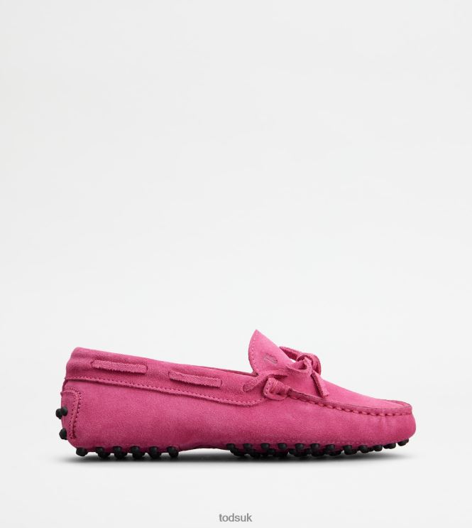 Tod's Women Junior Gommino Driving Shoes in Suede 602L84637 Pink