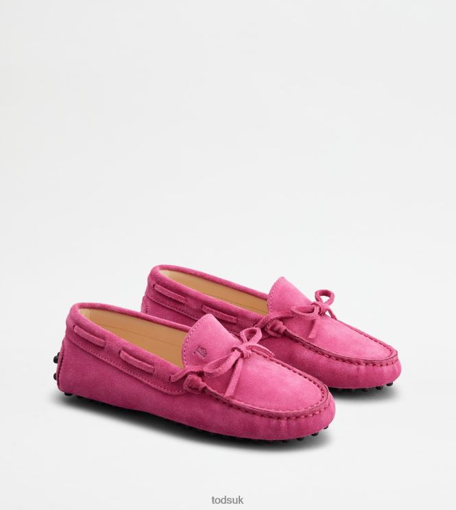 Tod's Women Junior Gommino Driving Shoes in Suede 602L84637 Pink