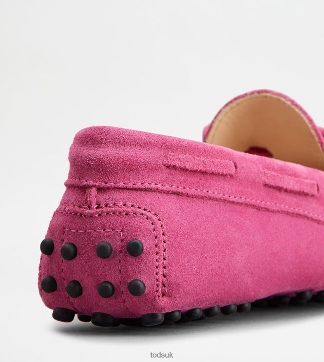 Tod's Women Junior Gommino Driving Shoes in Suede 602L84637 Pink