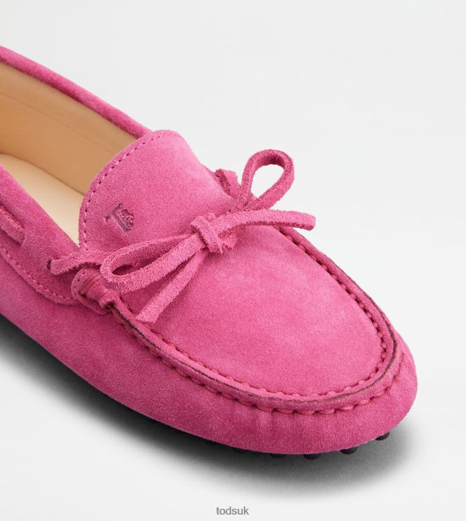 Tod's Women Junior Gommino Driving Shoes in Suede 602L84637 Pink