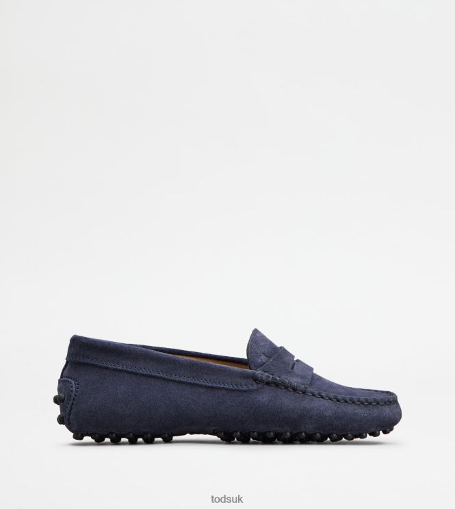 Tod's Women Junior Gommino Driving Shoes in Suede 602L84638 Blue