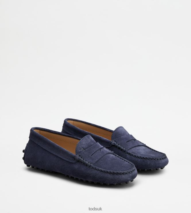Tod's Women Junior Gommino Driving Shoes in Suede 602L84638 Blue