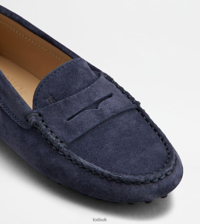 Tod's Women Junior Gommino Driving Shoes in Suede 602L84638 Blue