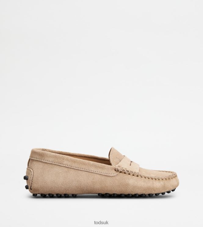 Tod's Women Junior Gommino Driving Shoes in Suede 602L84639 Brown