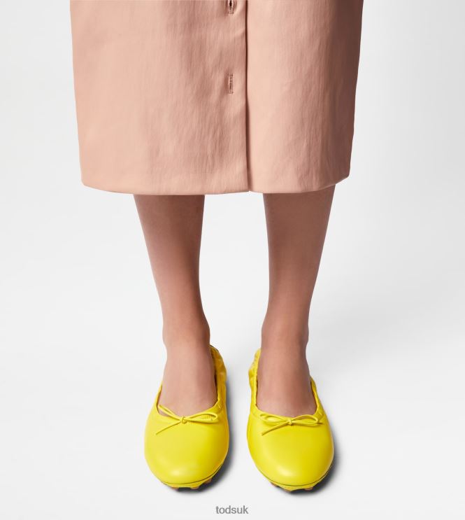 Tod's Women Bubble Ballerinas in Leather 602L84184 Yellow/Brown