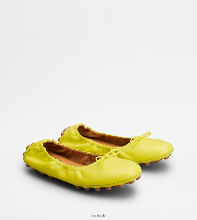 Tod's Women Bubble Ballerinas in Leather 602L84184 Yellow/Brown