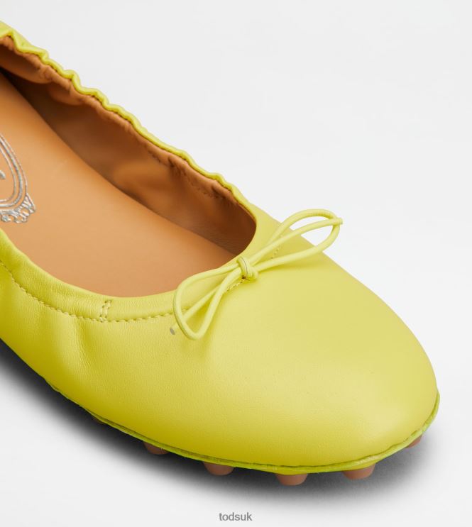 Tod's Women Bubble Ballerinas in Leather 602L84184 Yellow/Brown